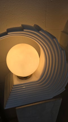 1980s Ceramic and Glass Wave Table Lamp