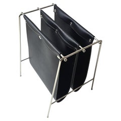 Mid Century Modern Postmodern Chrome Magazine Rack/Holder