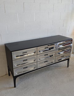Chrome Nine Drawer Dresser by Henri Vallières, 1960s, Canada.