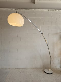 Arc Adjustable Chrome Floor Lamp With Large Shade Goffredo Reggiani