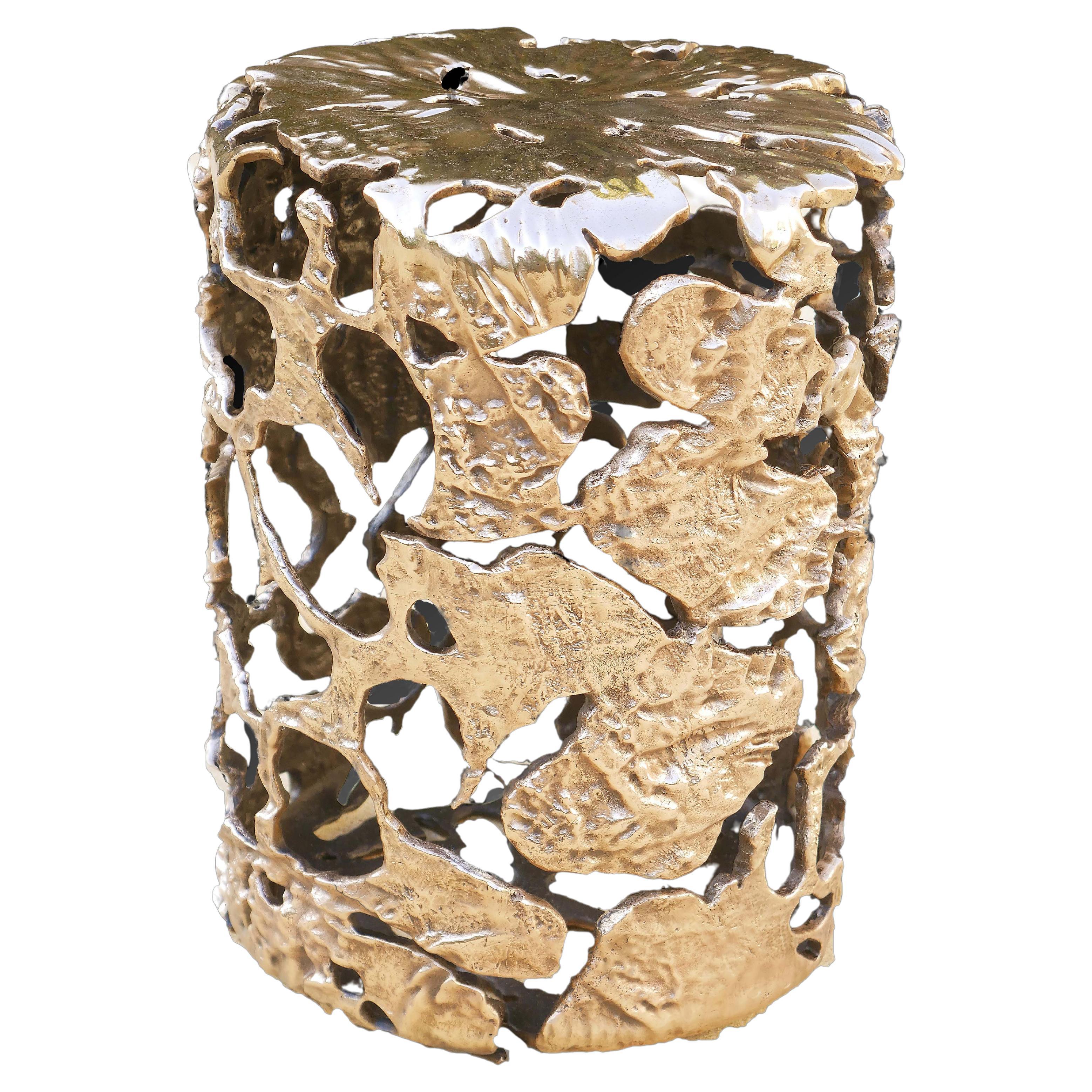Stool "Ginkgo" in bronze by Patrick Laroche