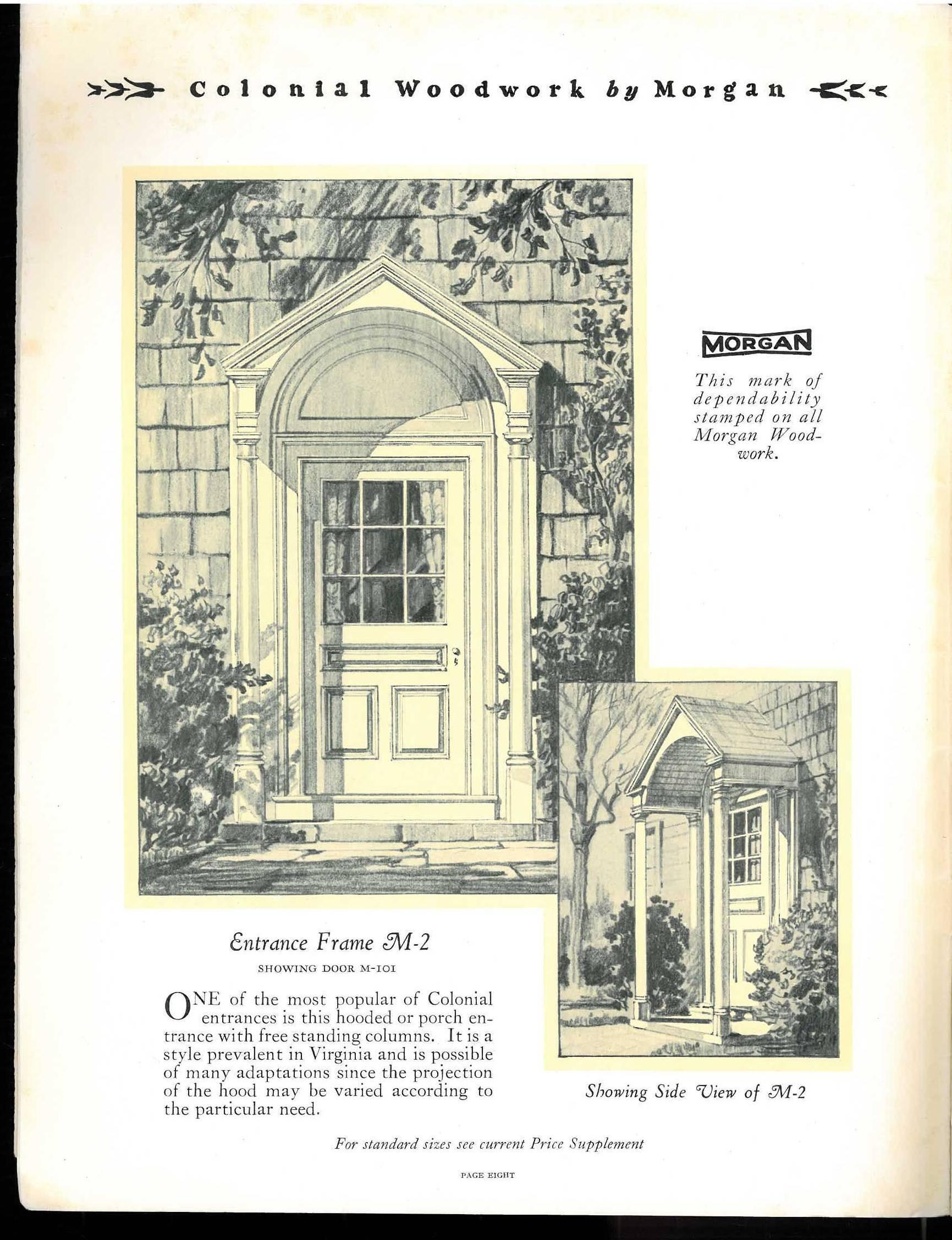 A very useful and interesting pamphlet dating from 1930 which was produced by the Morgan Woodwork Organization to show the designs for Colonial style of Woodwork and how it should be done. There are examples of porches and doors, stairways,