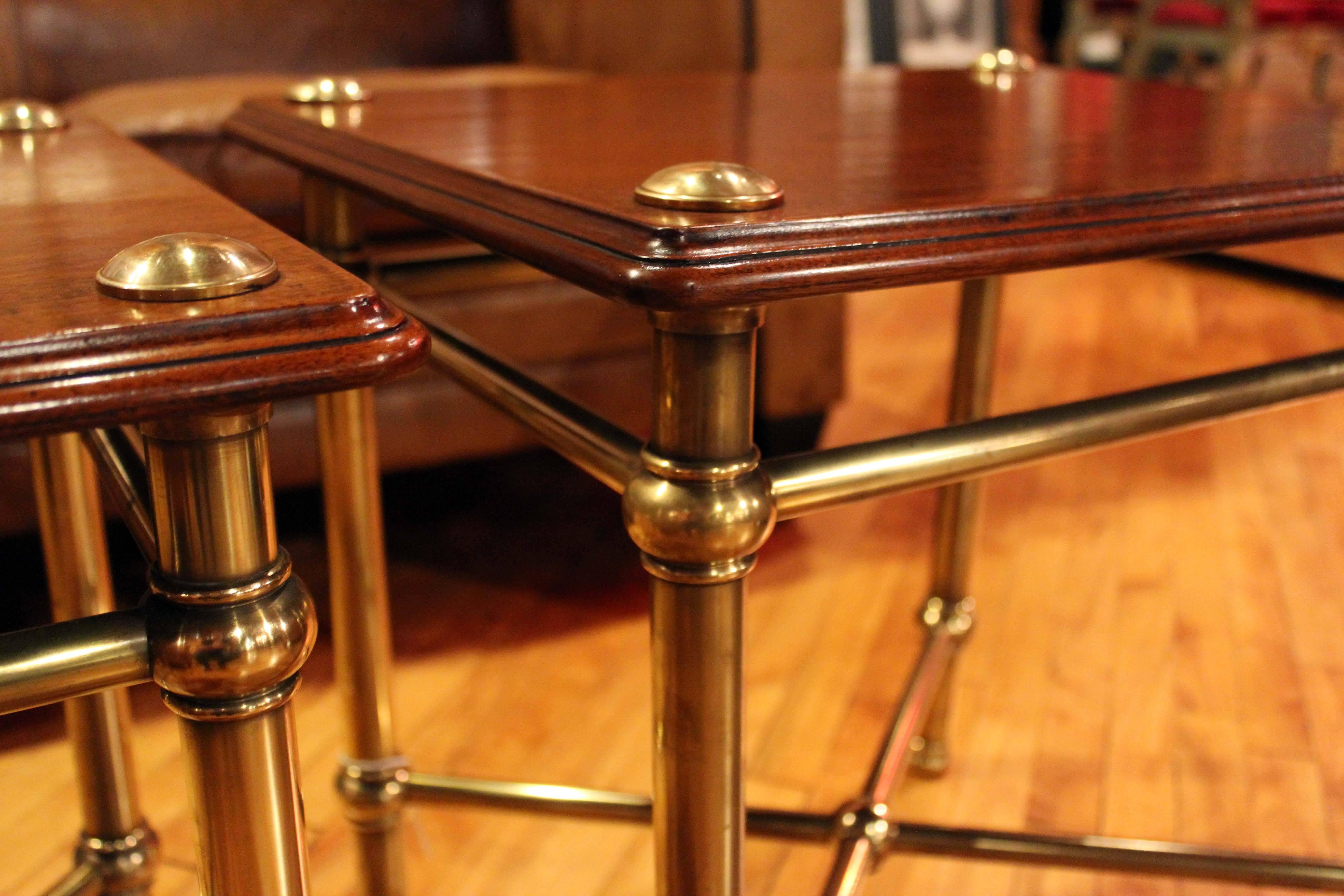 Pair of English Mahogany and Brass Trolleys In Good Condition For Sale In High Point, NC