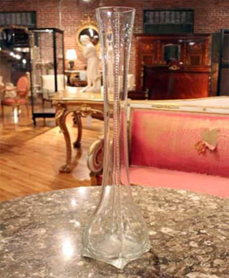 French tall glass vase with beading.