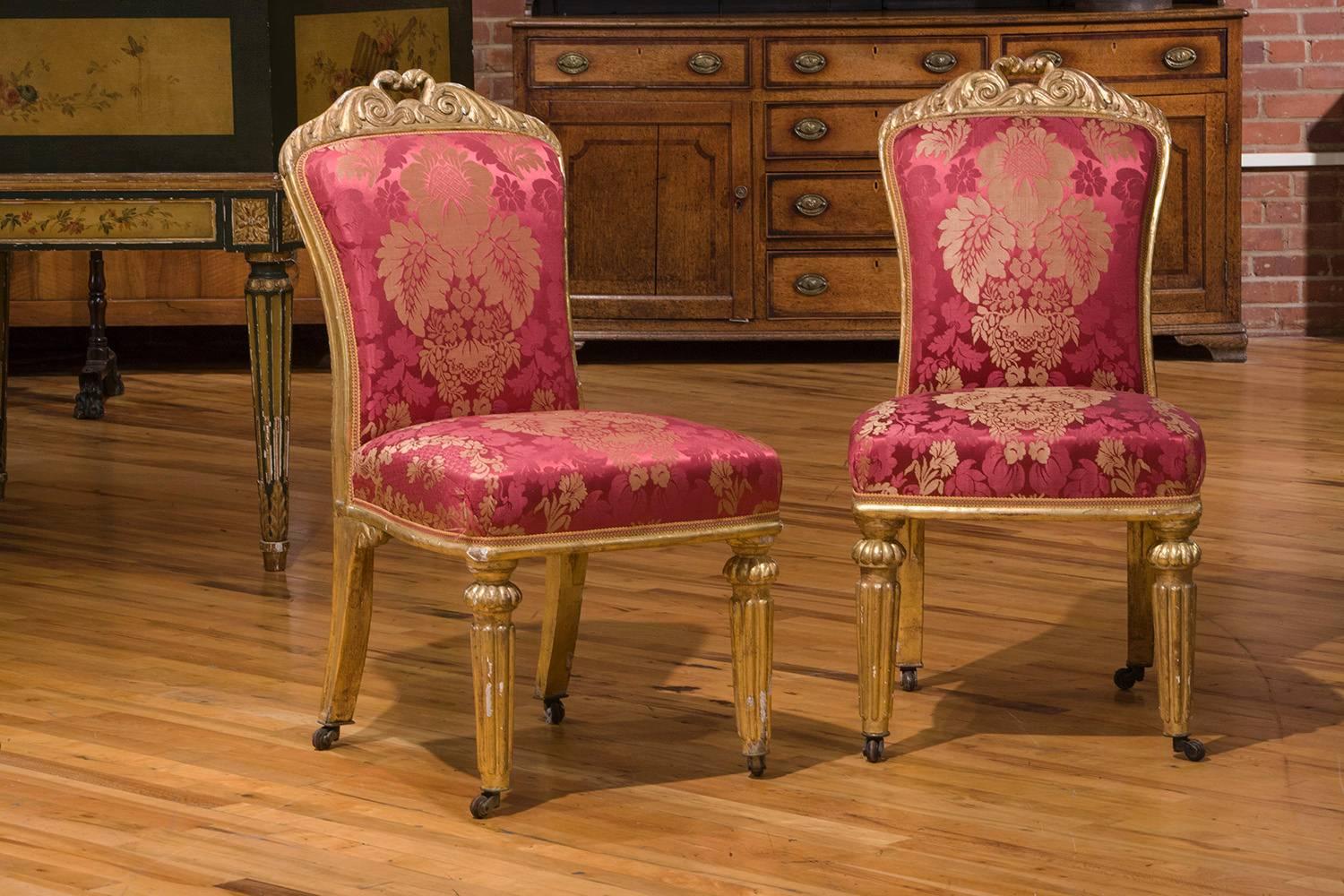 Mid-19th Century Pair of Italian Side Chairs For Sale