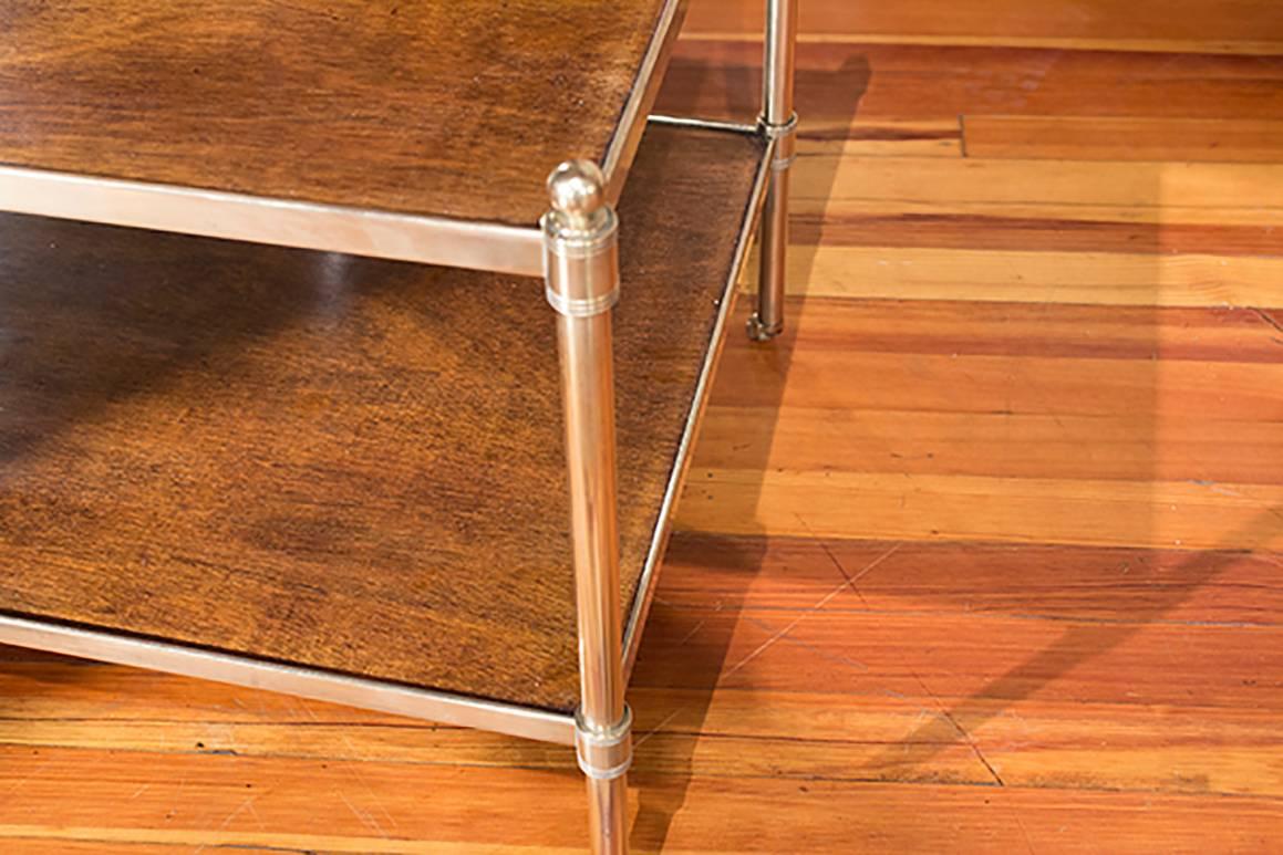 English Brass and Mahogany Low Table In Good Condition For Sale In High Point, NC