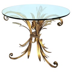 Coco Chanel Style Sheaf of Wheat Metal and Glass Side Table