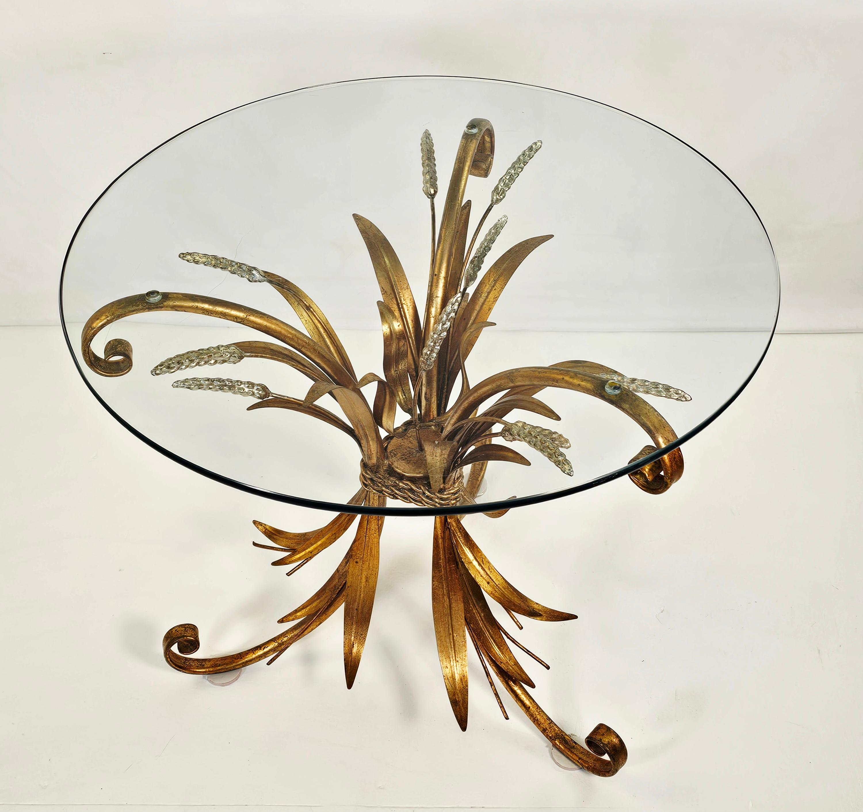 Excellent vintage condition with normal wear from age and use. Chipping or worn paint throughout. Minor scratches on glass from use. See all photos.
Description: Pretty Hollywood Regency and Maison Baguès style side table from the 1970's. This