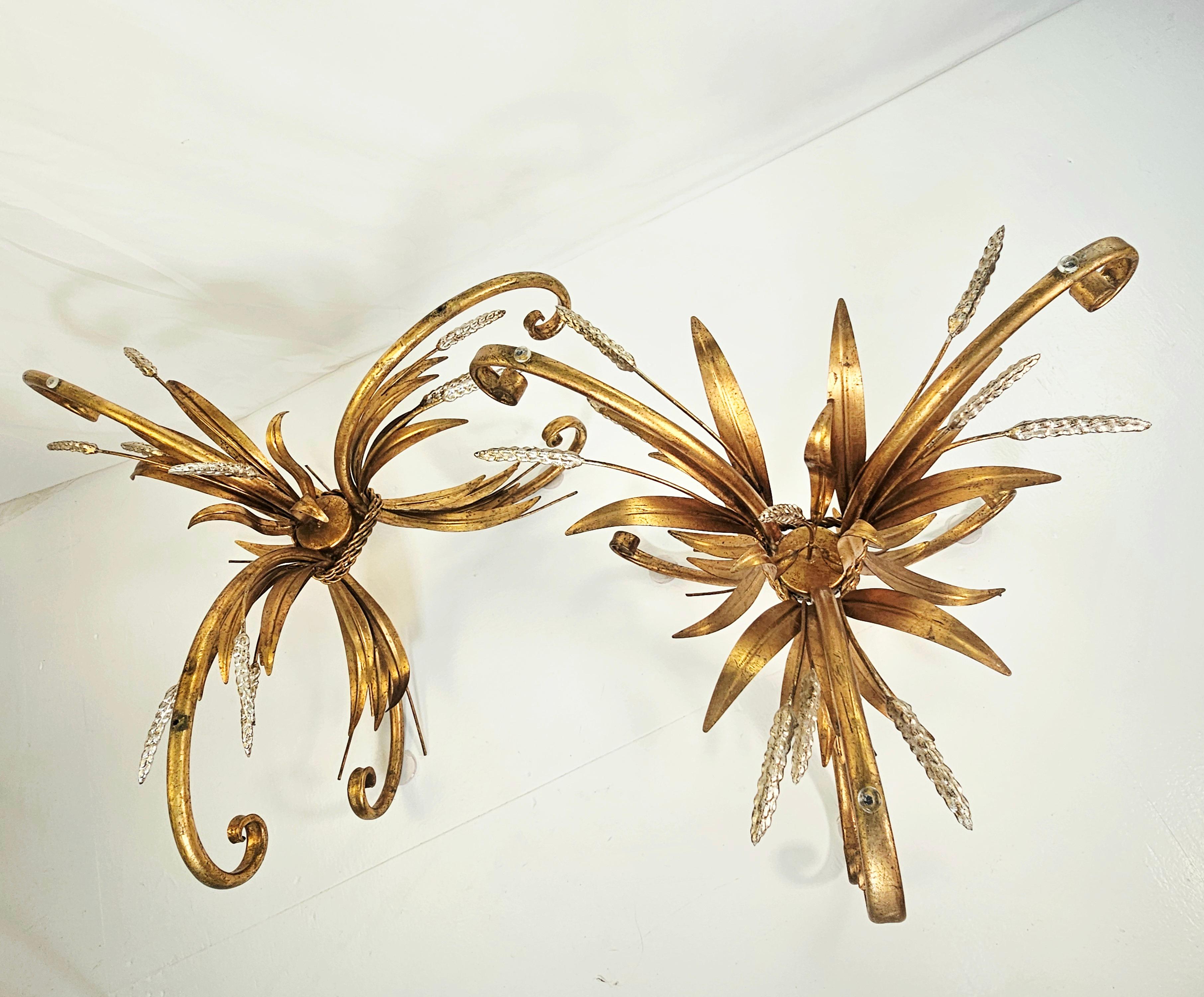 Coco Chanel Style Sheaf of Wheat Metal and Glass Side Table For Sale 1
