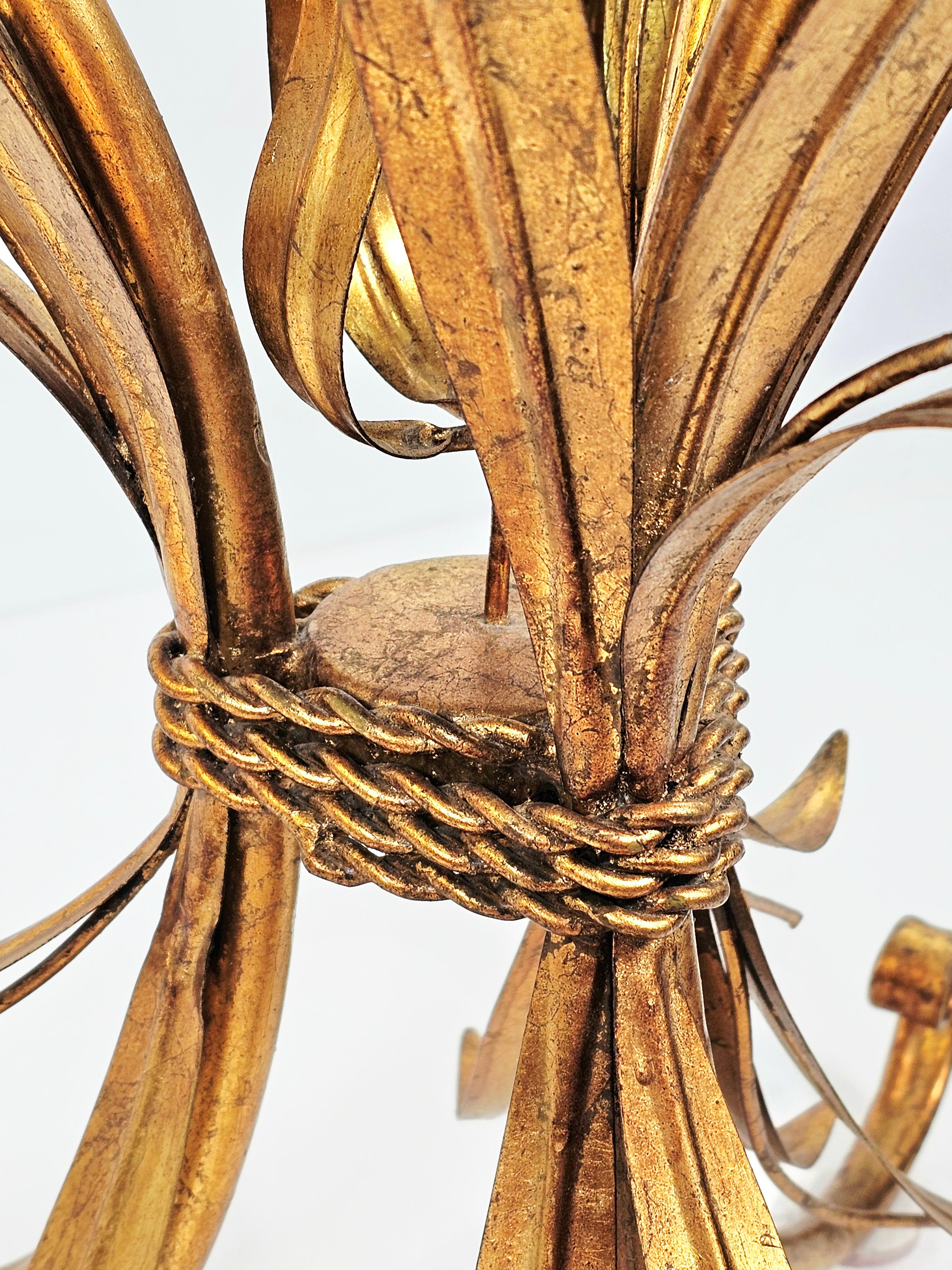 Coco Chanel Style Sheaf of Wheat Metal and Glass Side Table For Sale 4