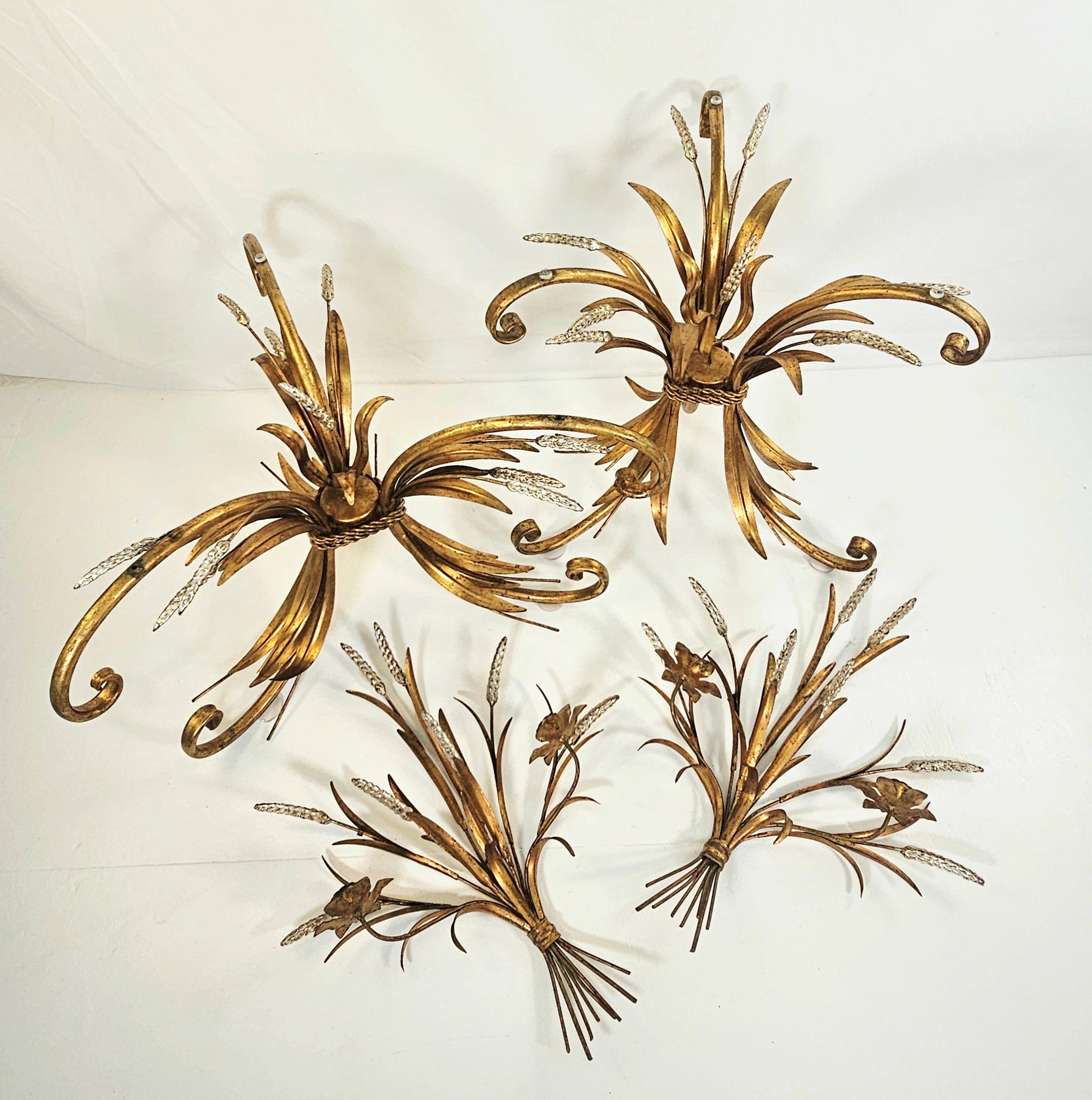 Coco Chanel Style Sheaf of Wheat Metal and Glass Side Table For Sale 8