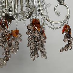 Six-Light Chandelier with Crystal Beads and Glass Grapes