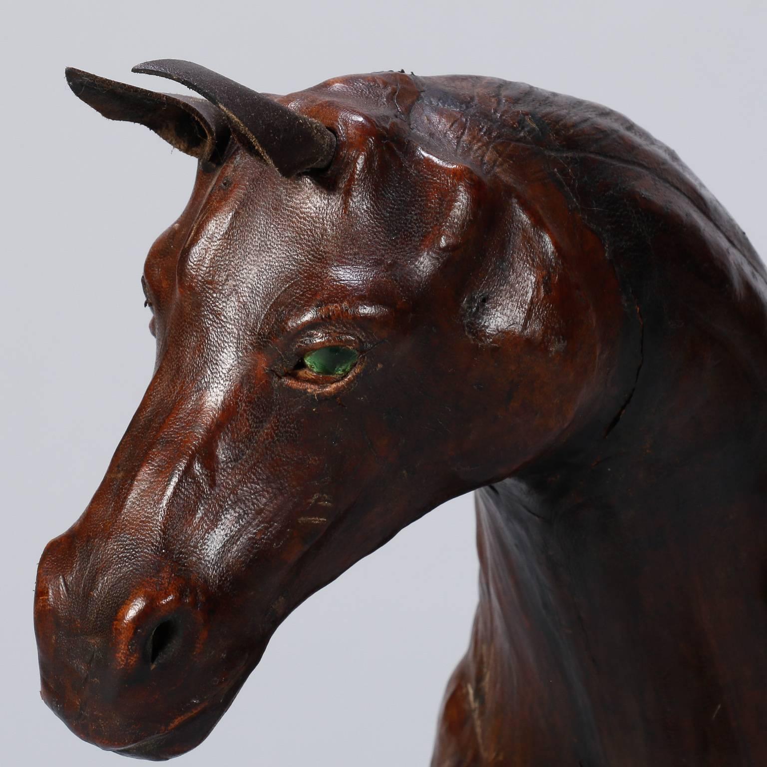 20th Century Large Vintage Leather Covered Horse