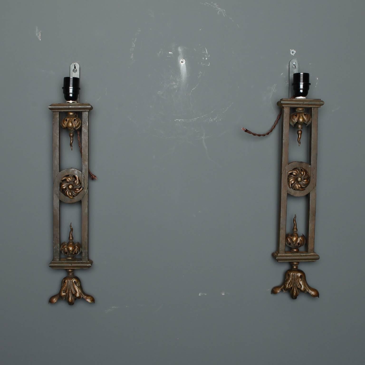 Pair of Tall Iron Sconces Made from Antique Balustrades 3