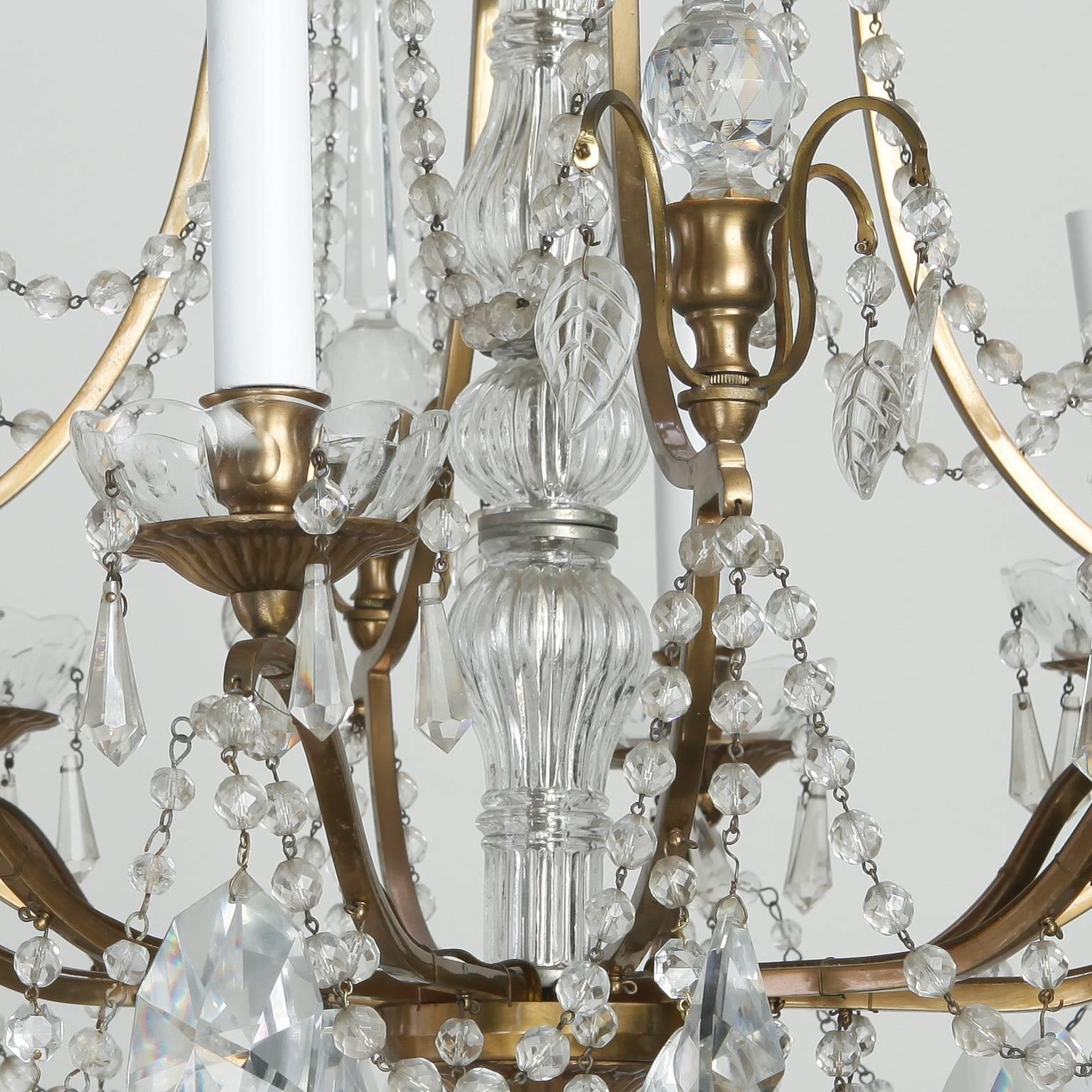 Italian Eight-Arm Chandelier with Crystal Spears and Swagged Beads 3