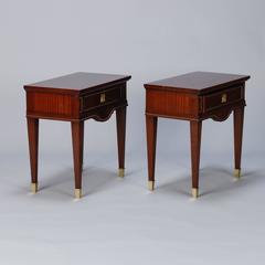 Pair Regency Style Side Tables in Polished Mahogany and Brass