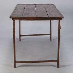 Large Industrial Wood and Iron Folding Table