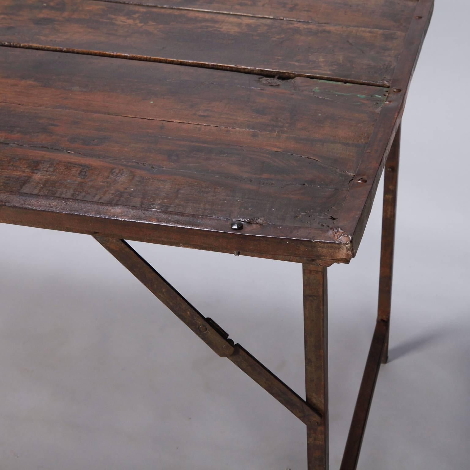 Large Industrial Wood and Iron Folding Table at 1stDibs industrial