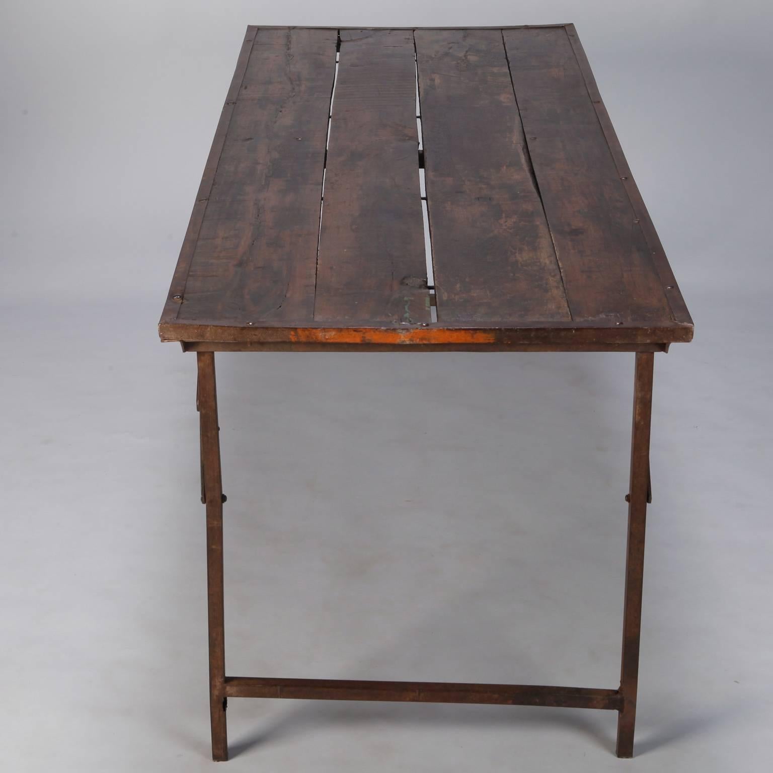 Large Industrial Wood and Iron Folding Table 2