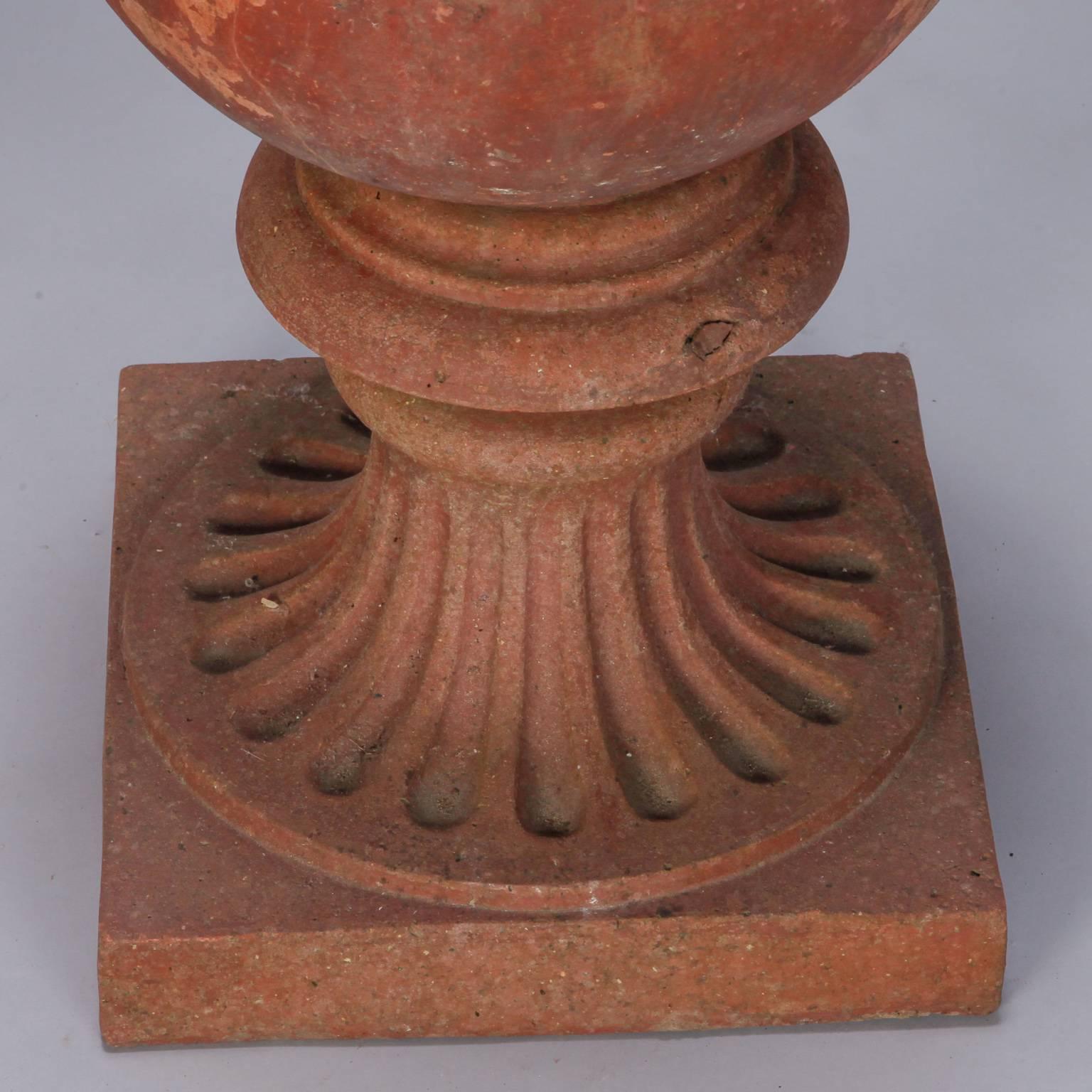 20th Century Large Round Terra Cotta Finial on Stand