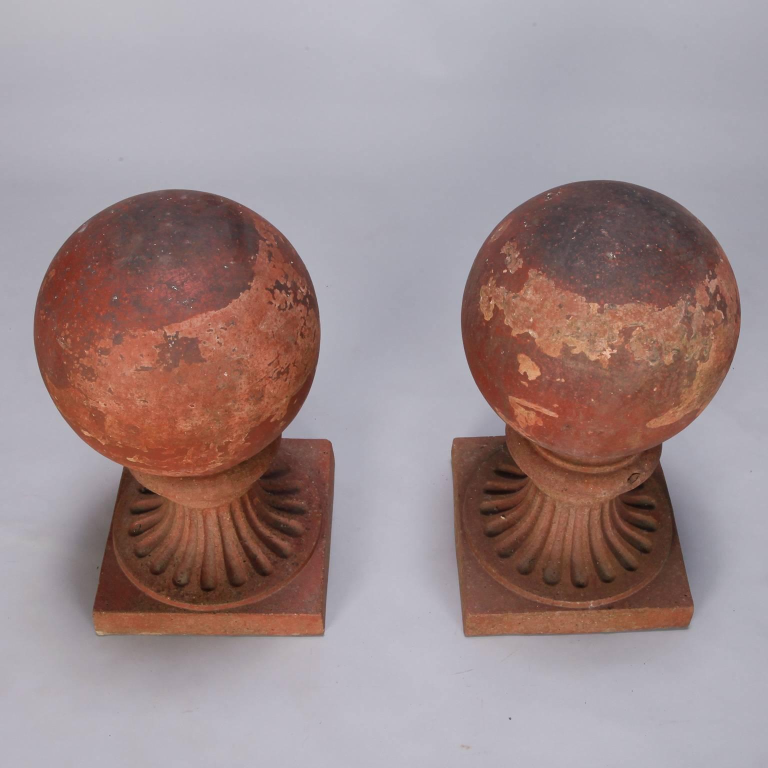 Terracotta Large Round Terra Cotta Finial on Stand