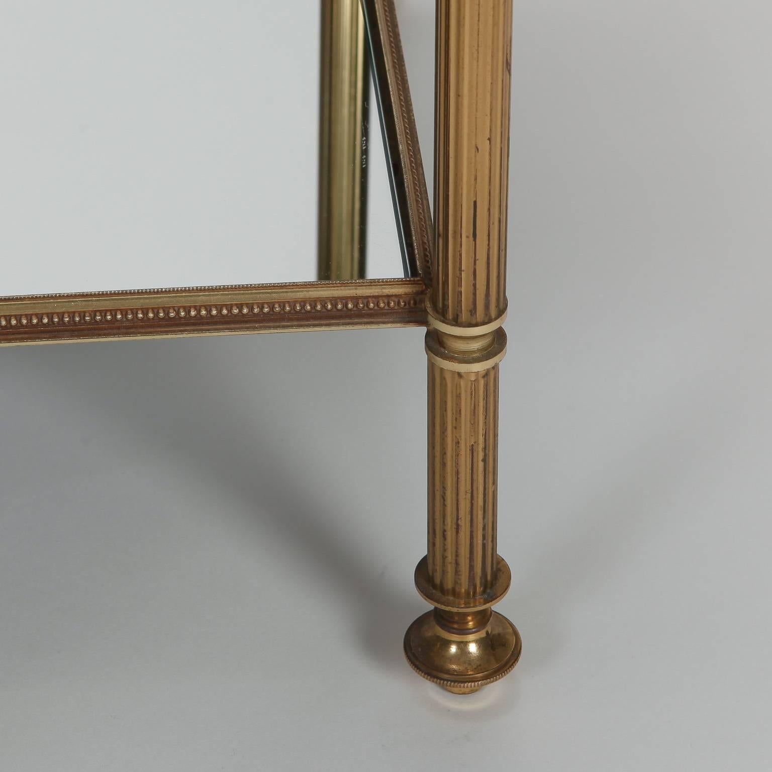 French Three-Tier Brass and Mirrored Glass Side Table 3