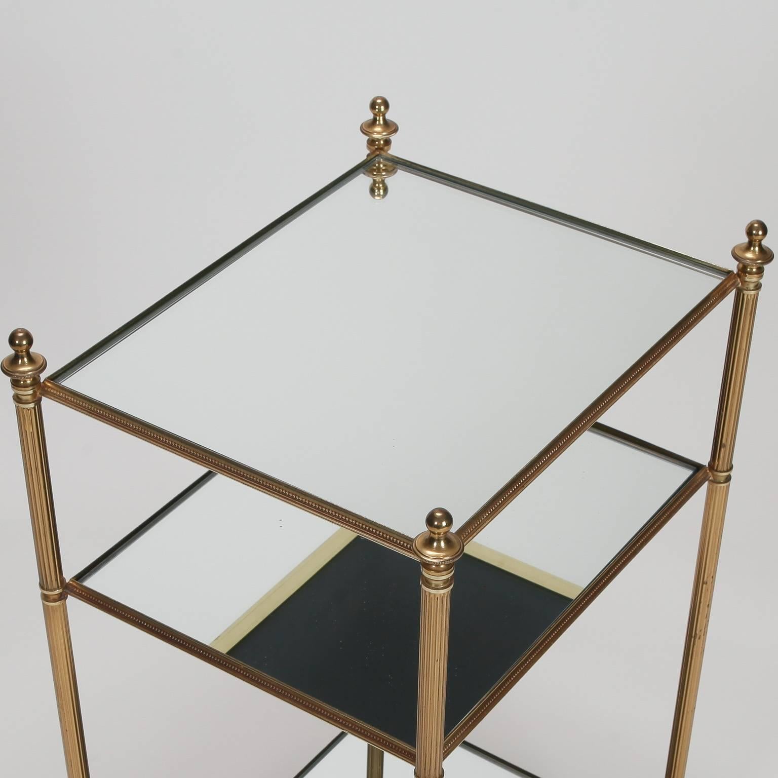 French Three-Tier Brass and Mirrored Glass Side Table 4