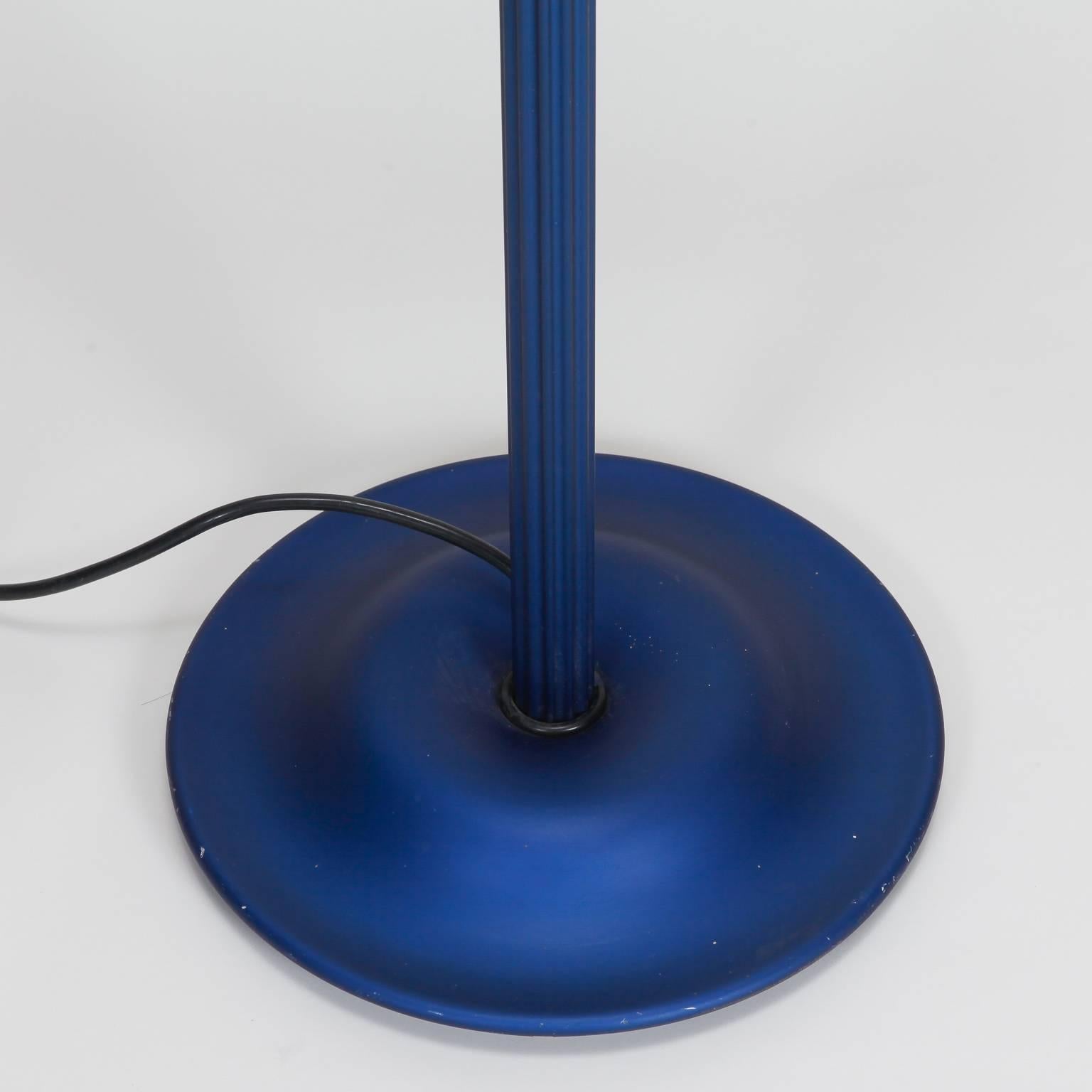 20th Century Blue and Yellow Memphis Floor Lamp with Glass Shade
