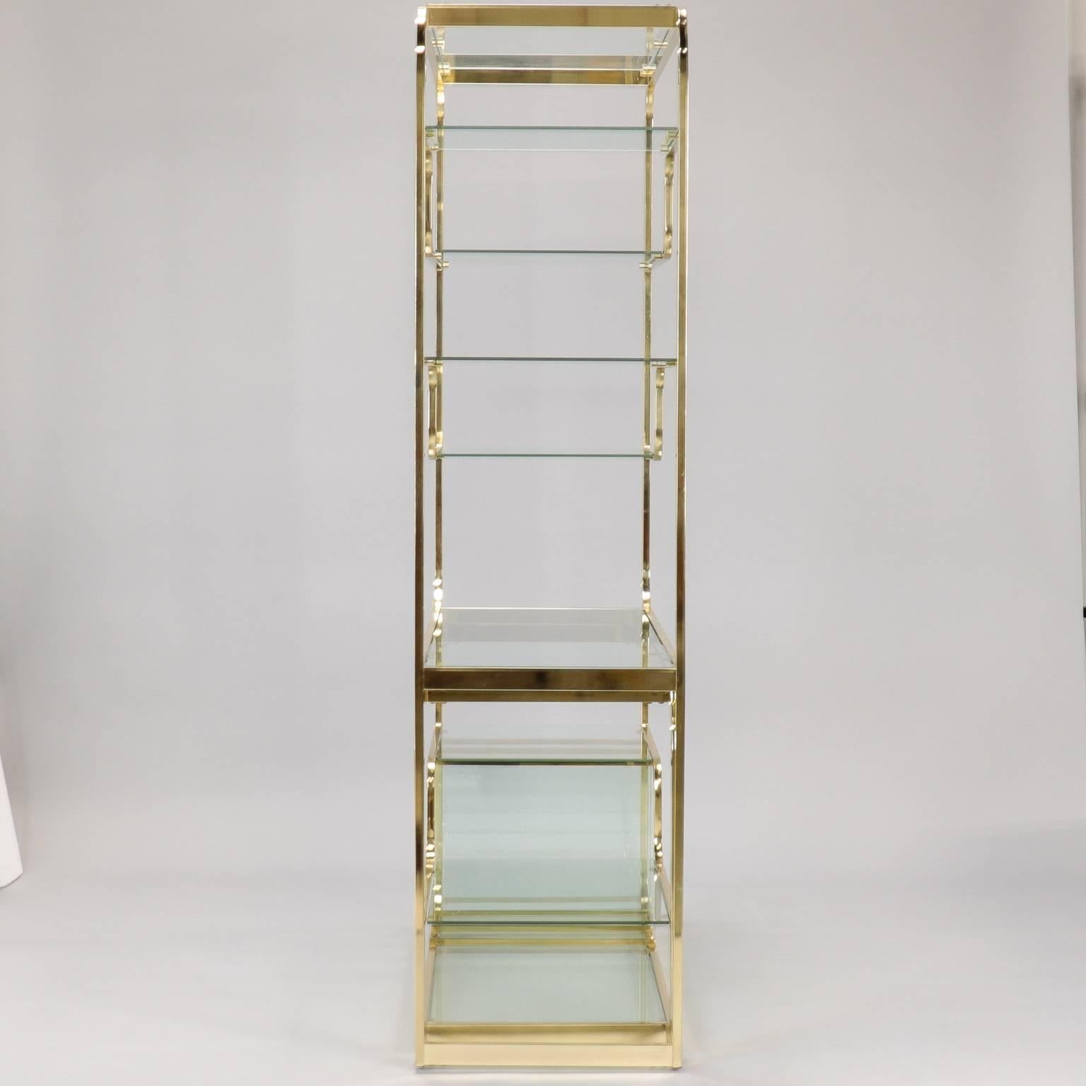 Mid-Century Modern Milo Baughman for Design Institute of America Brass and Glass Etagere