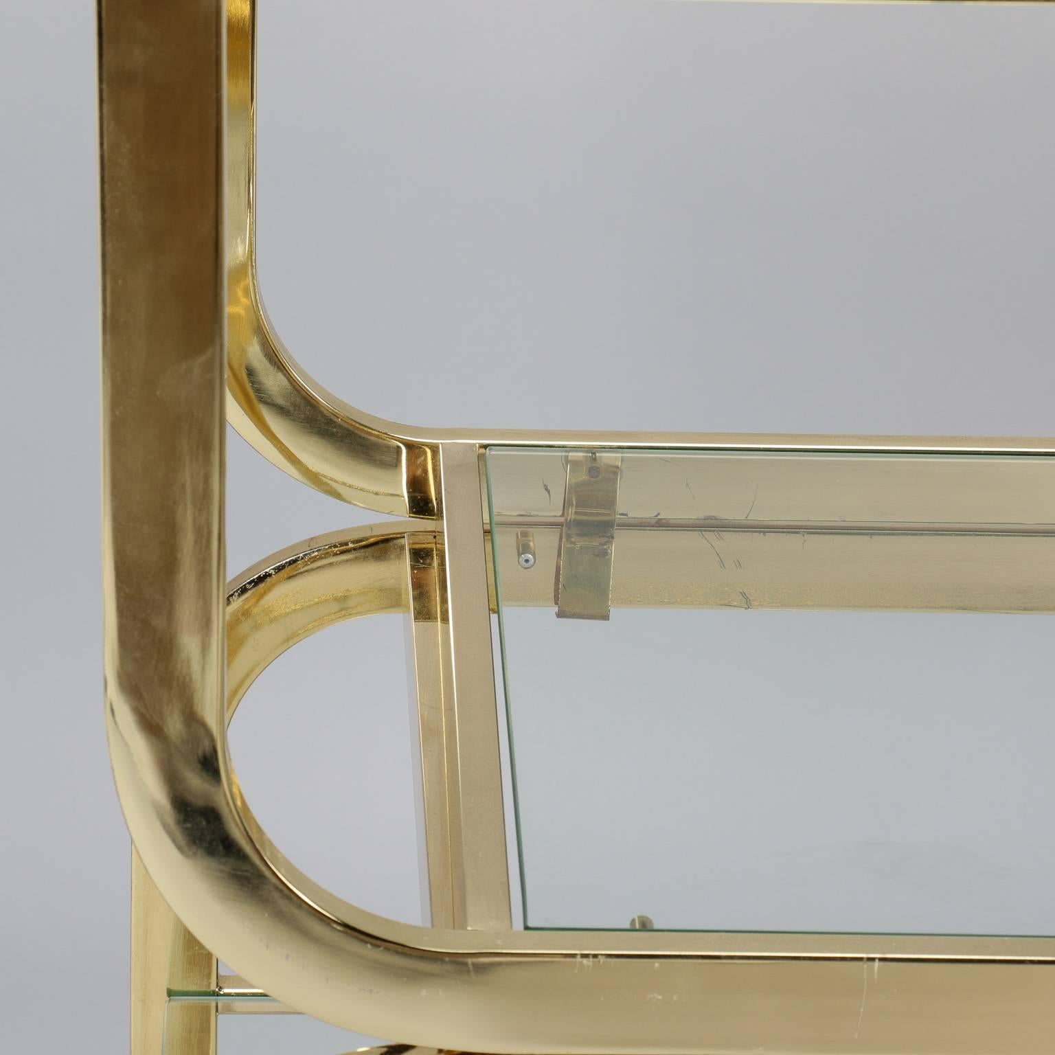 20th Century Milo Baughman for Design Institute of America Brass and Glass Etagere
