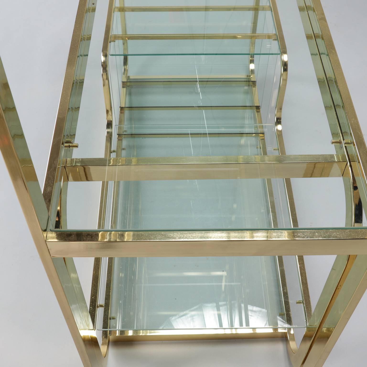 Milo Baughman for Design Institute of America Brass and Glass Etagere 2