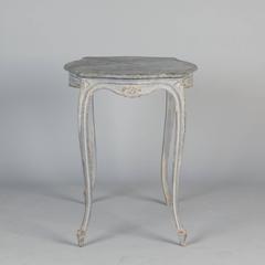 French Painted and Carved Blue Side Table