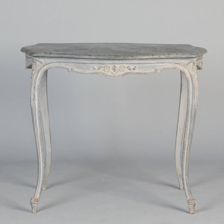 French Painted and Carved Blue Side Table In Good Condition For Sale In Troy, MI