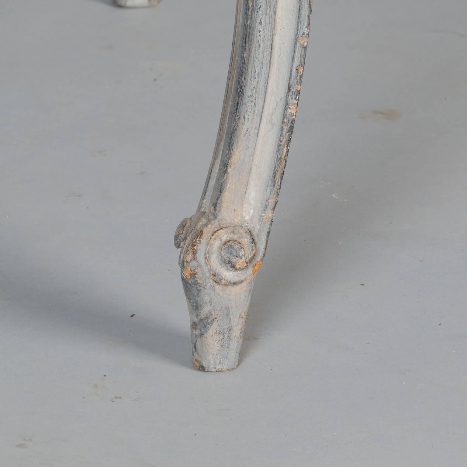 French Painted and Carved Blue Side Table 4