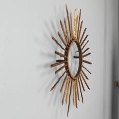 Mid-Century Italian Bronze Sunburst Ceiling Light or Mirror
