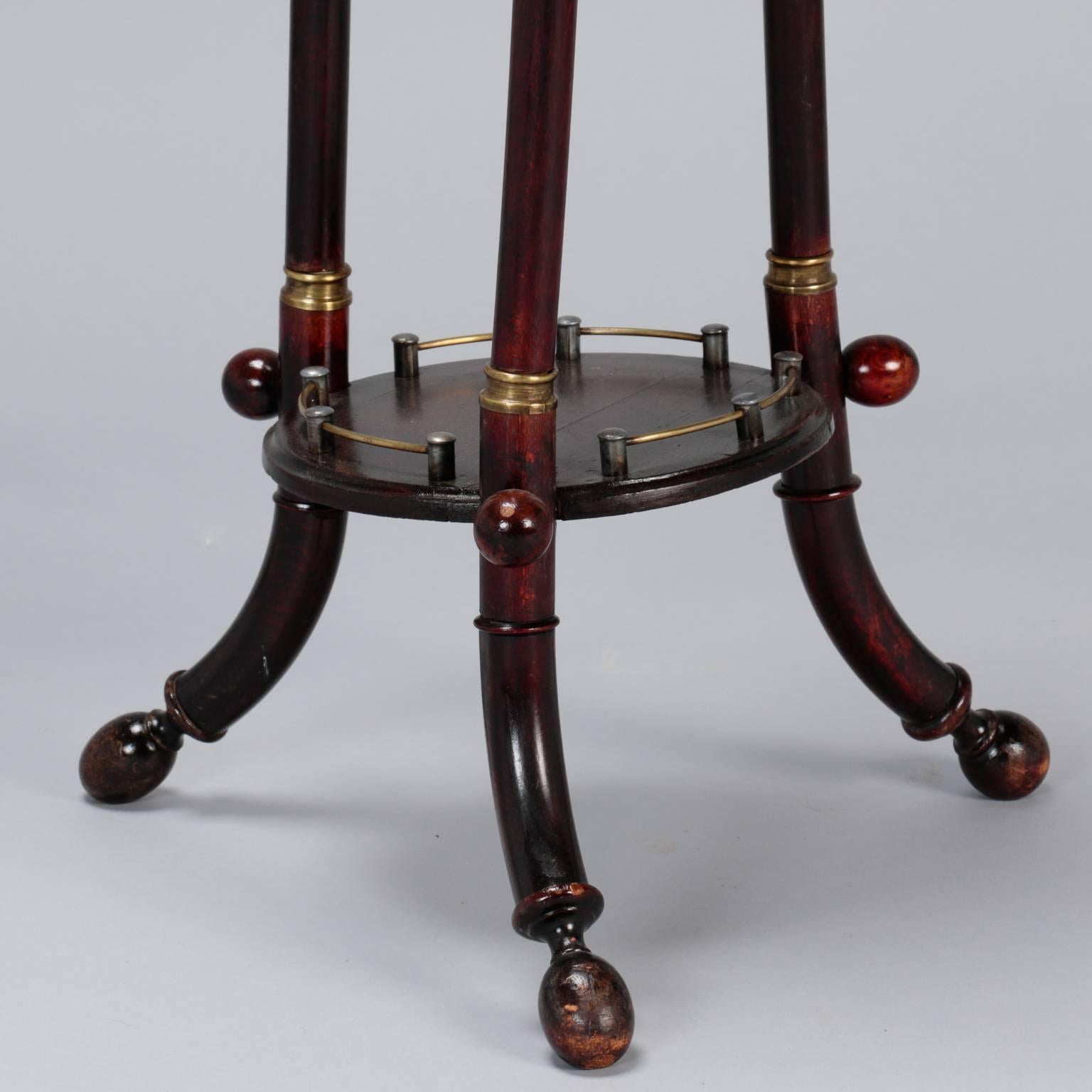Small Thonet Side Table with Brass Gallery 2