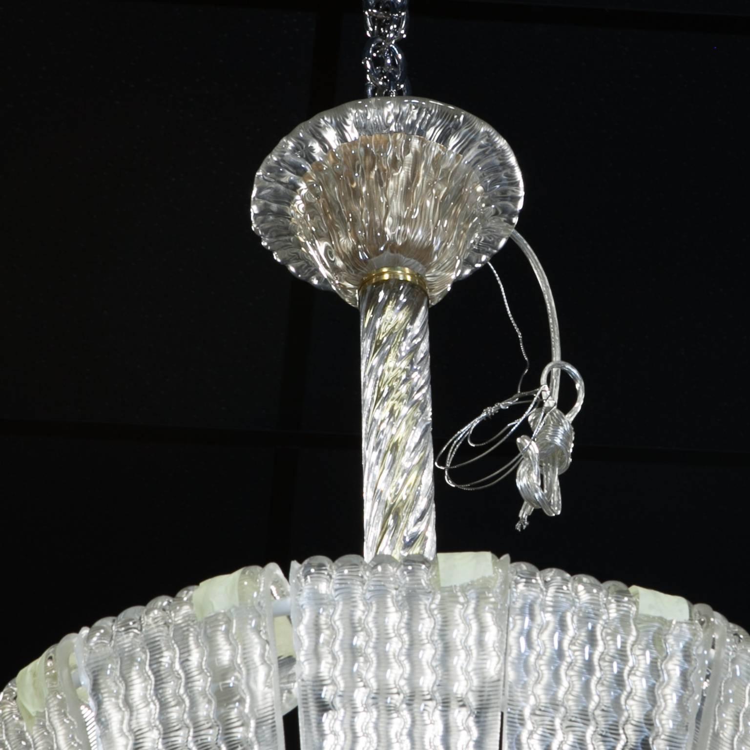 Barovier and Toso Clear Glass Hanging Fixture or Lantern In Excellent Condition In Troy, MI