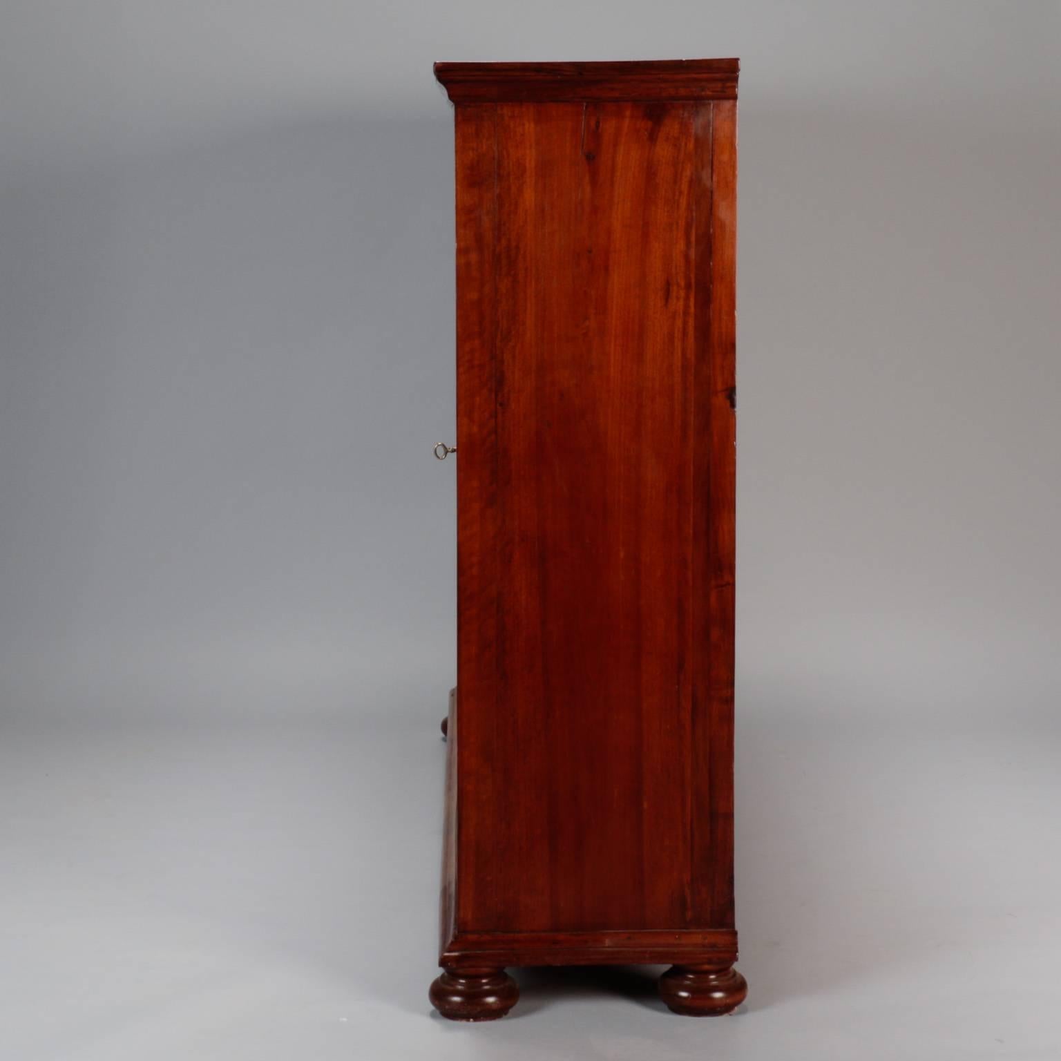 Carved 19th Century Italian Tall Walnut Two-Door Shallow Wall Cabinet