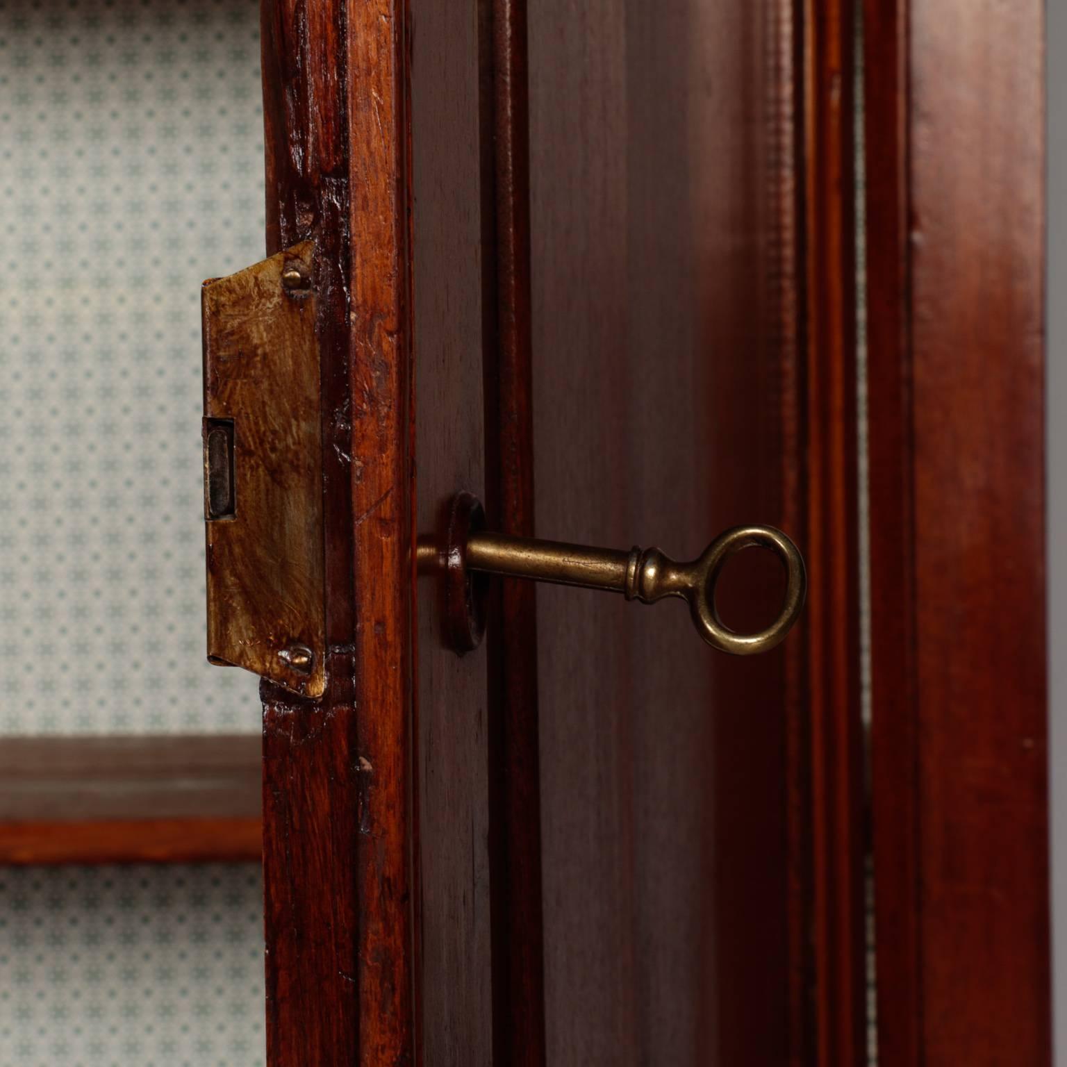 19th Century Italian Tall Walnut Two-Door Shallow Wall Cabinet In Good Condition In Troy, MI