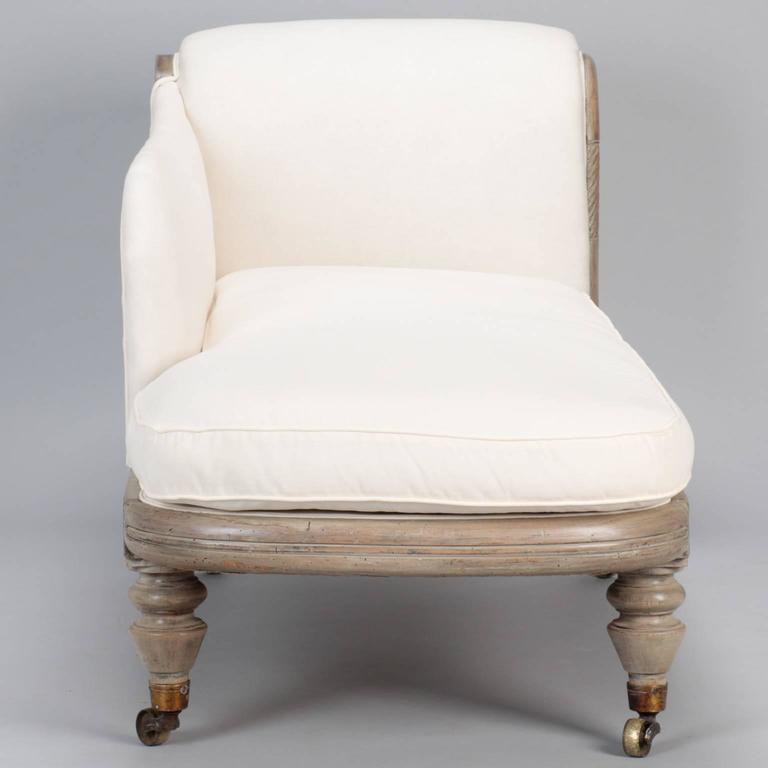French Chaise Longue with Bleached Wood Frame at 1stDibs french