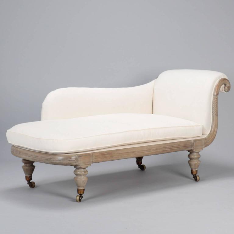 French Chaise Longue with Bleached Wood Frame at 1stDibs french
