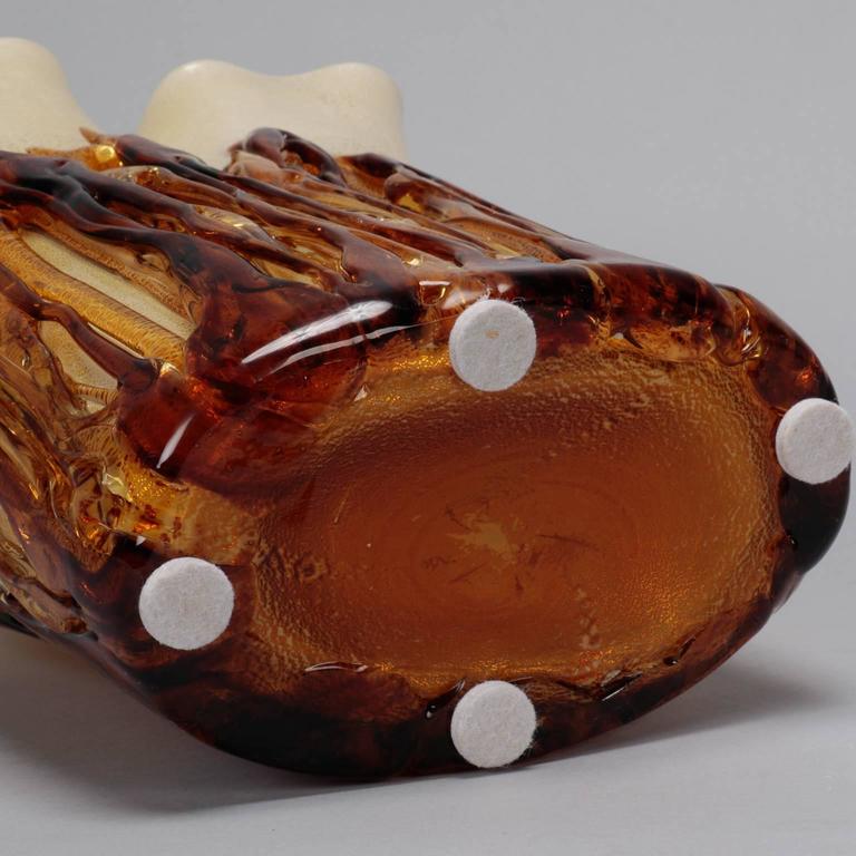 Tall Cream Color Murano Vase Encased in Applied Gold Glass at 1stDibs