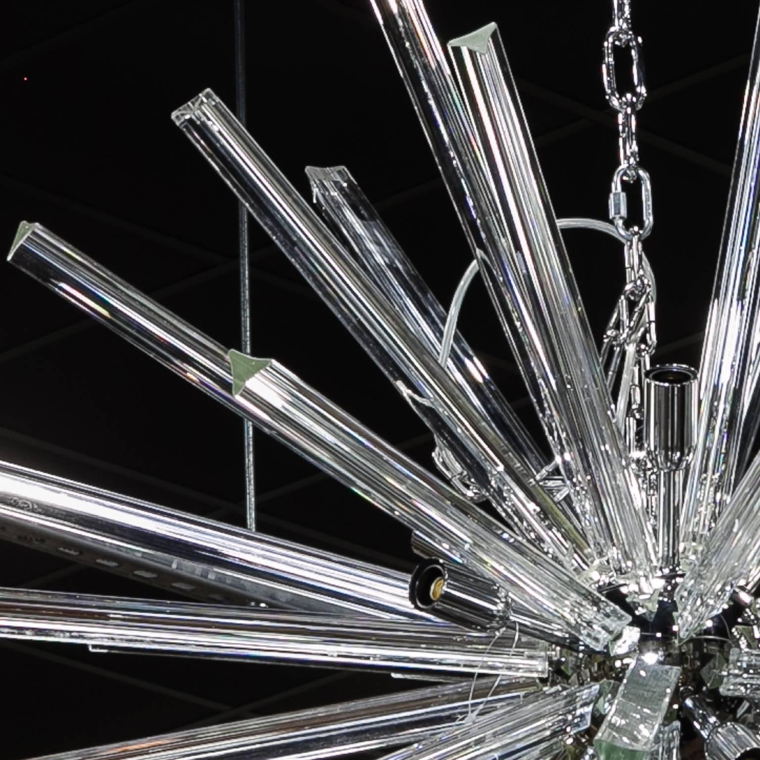 20th Century Monumental Mid-Century Italian Glass Rod Starburst Form Fixture