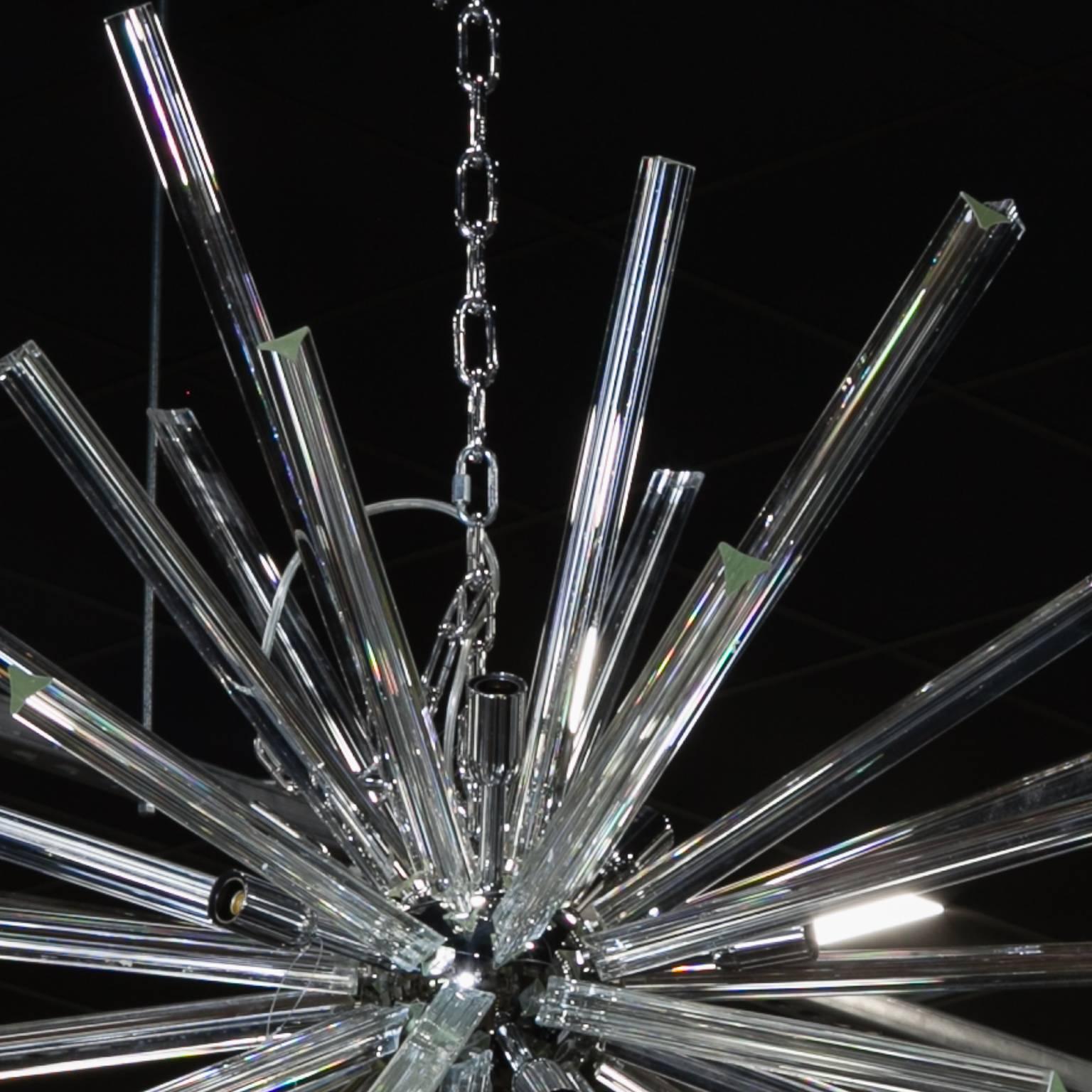 Monumental Mid-Century Italian Glass Rod Starburst Form Fixture 1