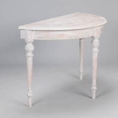 Pair of White Painted Demilune Tables with Leaf