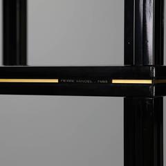 Mid Century Pierre Vandel Black Lacquer and Brass Etagere