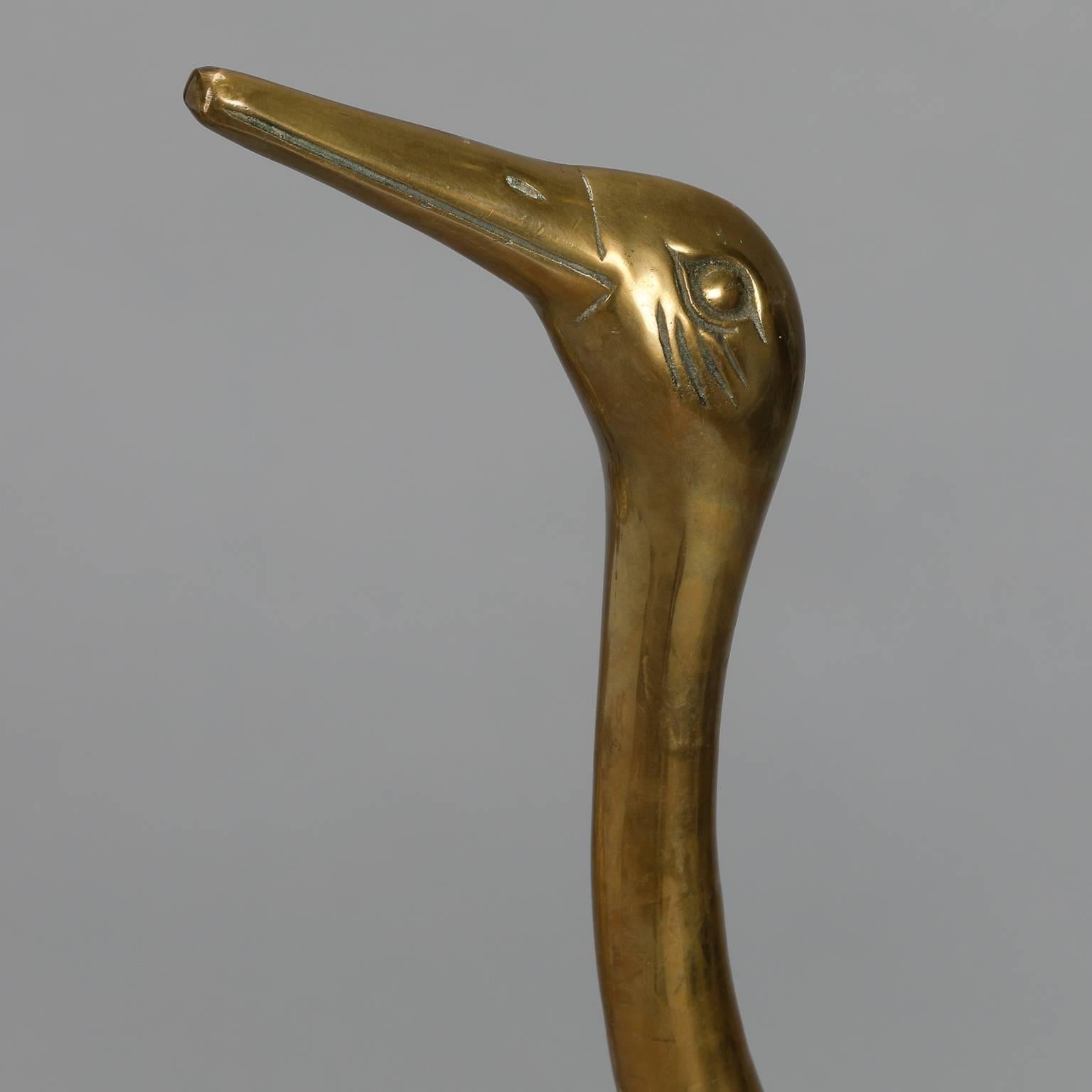 Mid-Century Modern Pair of Tall Sculptural Brass Cranes or Herons