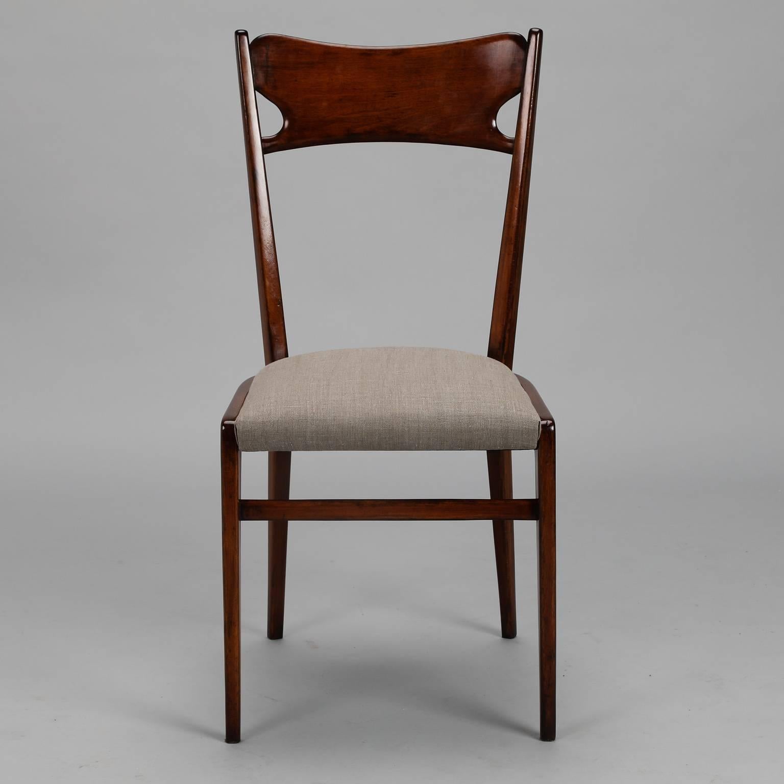 20th Century Set of Six Italian Polished Wood Dining Chairs