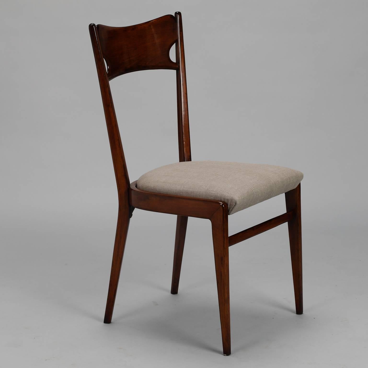 Set of Six Italian Polished Wood Dining Chairs 1