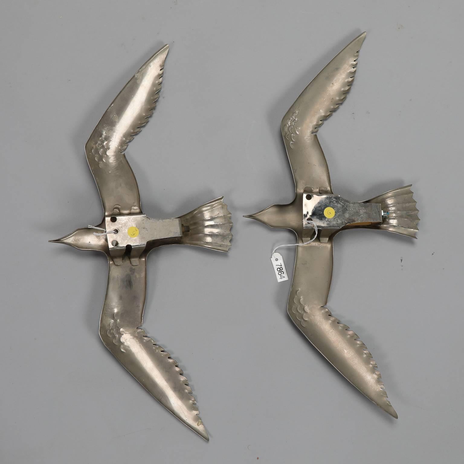 Italian Pair of Mid-Century Aluminium Winged Gull Wall Lights or Sculptures For Sale